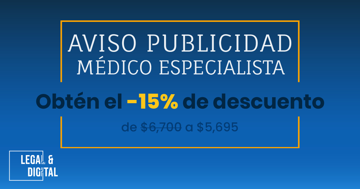 Descuento: Alta de Aviso de publicidad para médico especialista